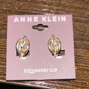 Anne Klein Two-Tone Clip Earrings